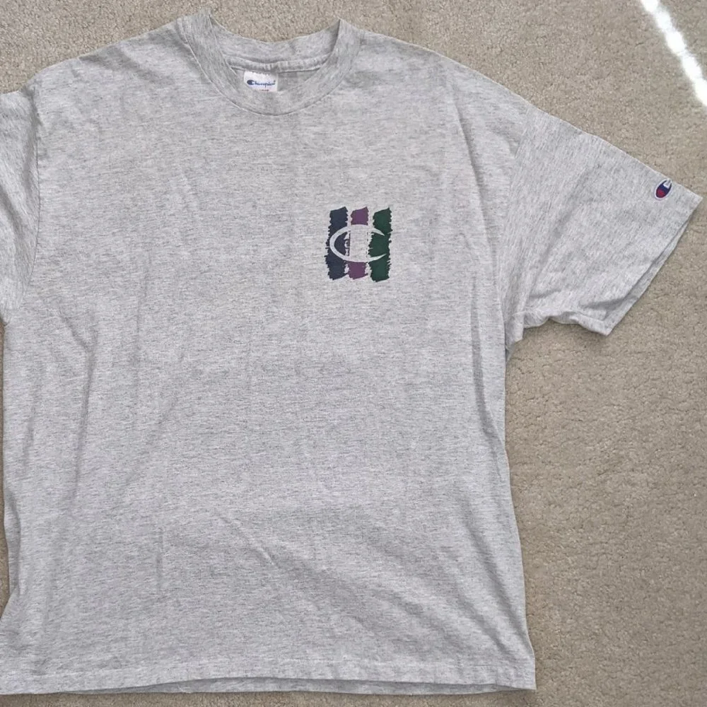 Vintage Champion gray logo t-shirt XL - Picture 2 of 5